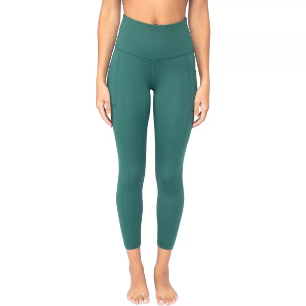 Yogalicious High Waist Ultra Soft 78 Ankle Length Leggings with Pockets for WomenTrekking Green Lux