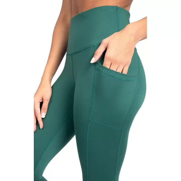 Yogalicious High Waist Ultra Soft 78 Ankle Length Leggings with Pockets for WomenTrekking Green Lux