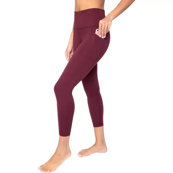 Yogalicious High Waist Ultra Soft 78 Ankle Length Leggings with Pockets for WomenWindsor Wine Lux