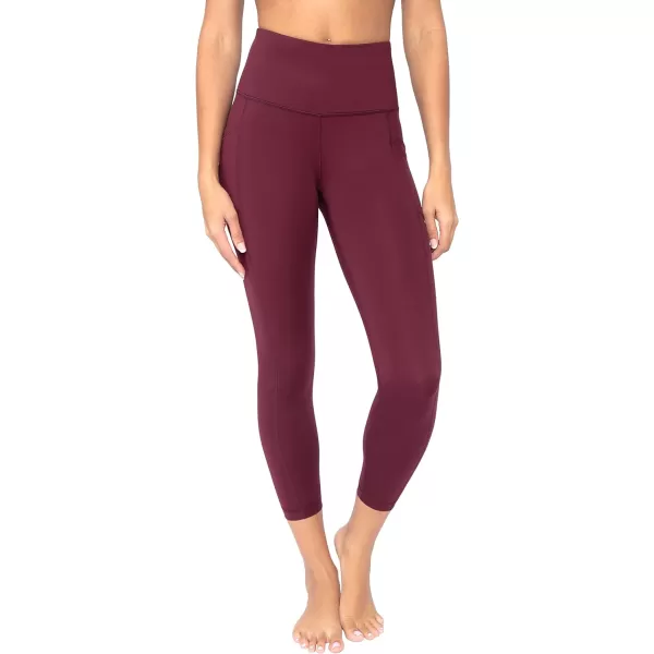Yogalicious High Waist Ultra Soft 78 Ankle Length Leggings with Pockets for WomenWindsor Wine Lux