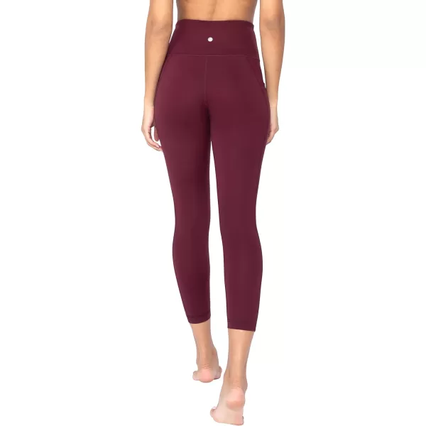 Yogalicious High Waist Ultra Soft 78 Ankle Length Leggings with Pockets for WomenWindsor Wine Lux
