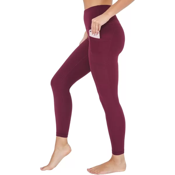 Yogalicious High Waist Ultra Soft 78 Ankle Length Leggings with Pockets for WomenWindsor Wine Nude Tech