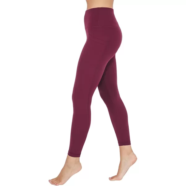 Yogalicious High Waist Ultra Soft 78 Ankle Length Leggings with Pockets for WomenWindsor Wine Nude Tech