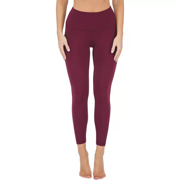 Yogalicious High Waist Ultra Soft 78 Ankle Length Leggings with Pockets for WomenWindsor Wine Nude Tech