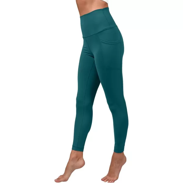 Yogalicious Lux High Waist Elastic Free Side Pocket Ankle LeggingTeal Stone