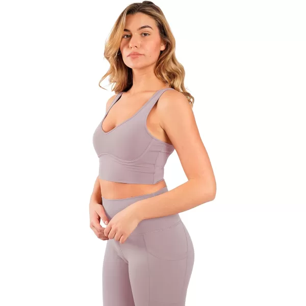 Yogalicious Nude Tech Contouring Cropped Bra TopElderberry