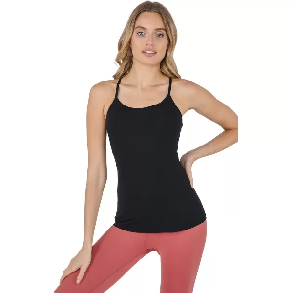 Yogalicious Ultra Soft Lightweight Camisole Tank Top with Builtin Support BraBlack
