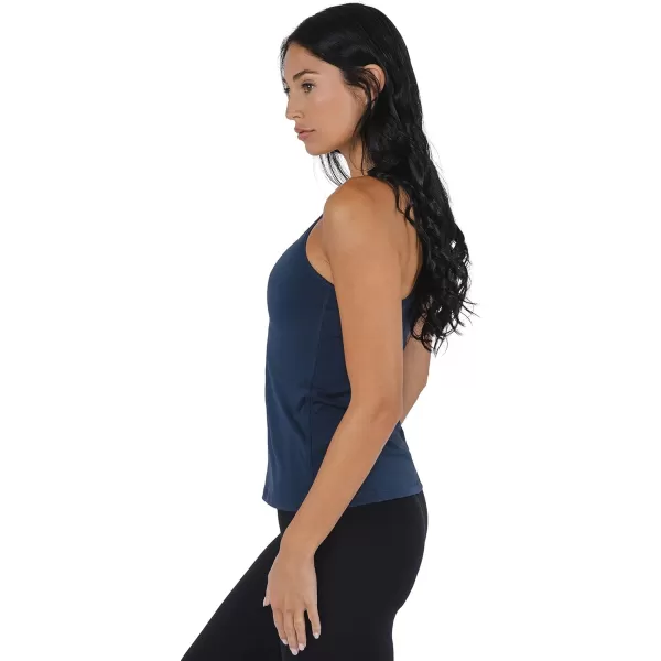 Yogalicious Ultra Soft Lightweight Camisole Tank Top with Builtin Support BraCelestial Navy