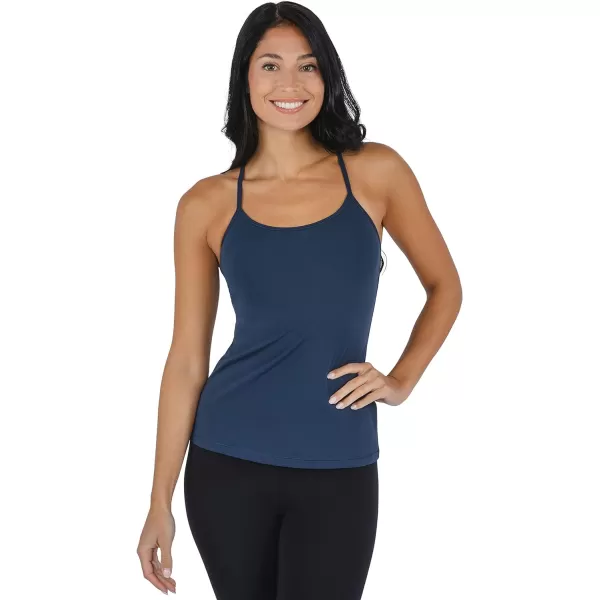 Yogalicious Ultra Soft Lightweight Camisole Tank Top with Builtin Support BraCelestial Navy