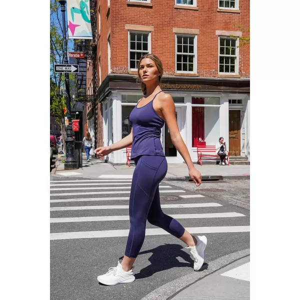Yogalicious Ultra Soft Lightweight Camisole Tank Top with Builtin Support BraDark Navy