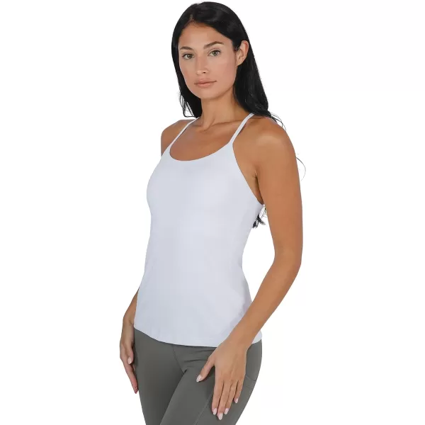 Yogalicious Ultra Soft Lightweight Camisole Tank Top with Builtin Support BraWhite