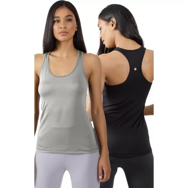 Yogalicious 2 Pack Ultra Soft Lightweight Racerback Tank TopBlossom OliveBlack