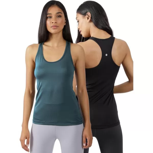 Yogalicious 2 Pack Ultra Soft Lightweight Racerback Tank TopEnvyBlack