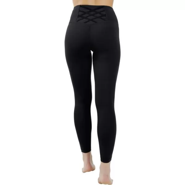 Yogalicious High Rise Squat Proof Criss Cross Yoga Pants for Women Tummy Control Non See Through Ankle Yoga LeggingsBlack