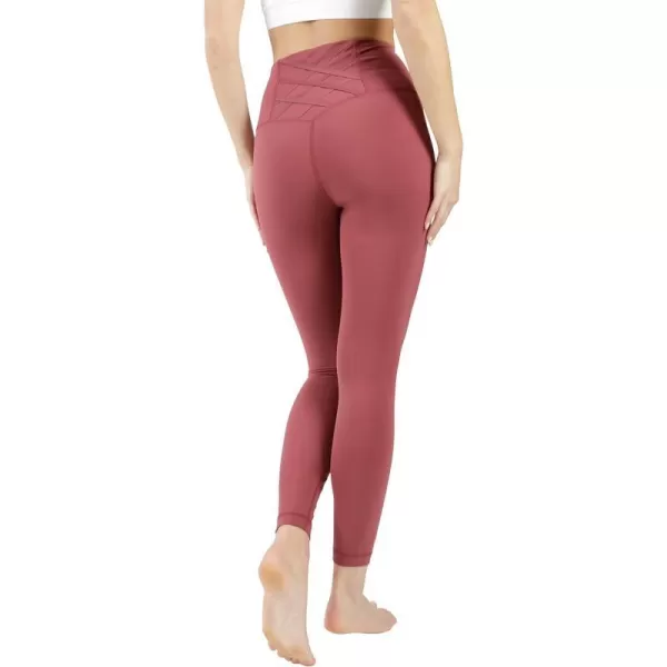 Yogalicious High Rise Squat Proof Criss Cross Yoga Pants for Women Tummy Control Non See Through Ankle Yoga LeggingsRouge Blush