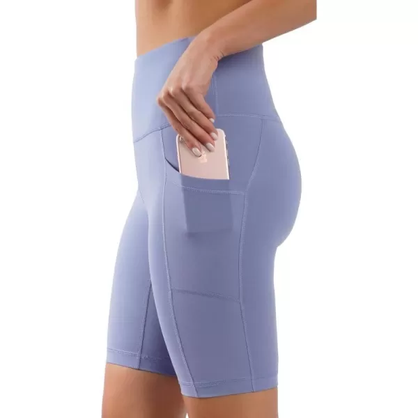 Yogalicious High Waist Squat Proof Side Pocket Biker Shorts  35 5 7 9Colony Blue 9