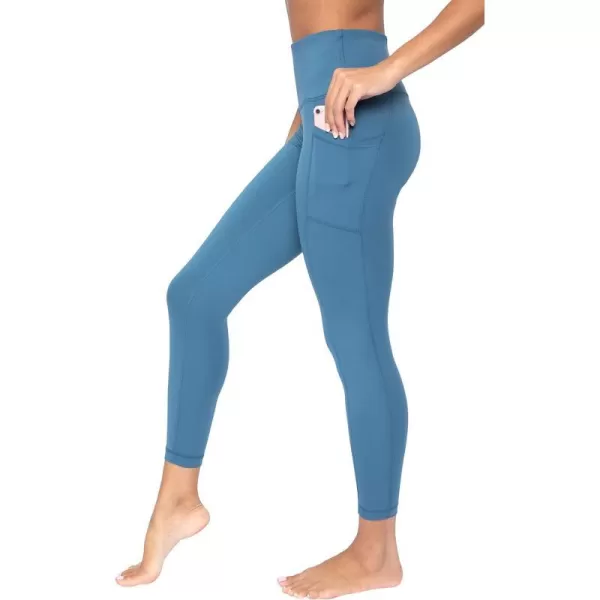 Yogalicious High Waist Ultra Soft 78 Ankle Length Leggings with Pockets for WomenBlue Fusion Lux