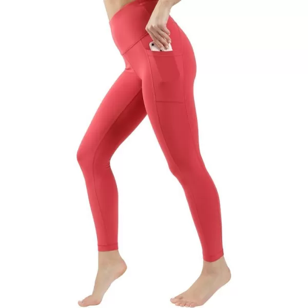 Yogalicious High Waist Ultra Soft 78 Ankle Length Leggings with Pockets for WomenDeep Claret Nude Tech