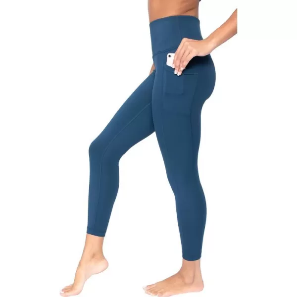 Yogalicious High Waist Ultra Soft 78 Ankle Length Leggings with Pockets for WomenOcean Silk Lux