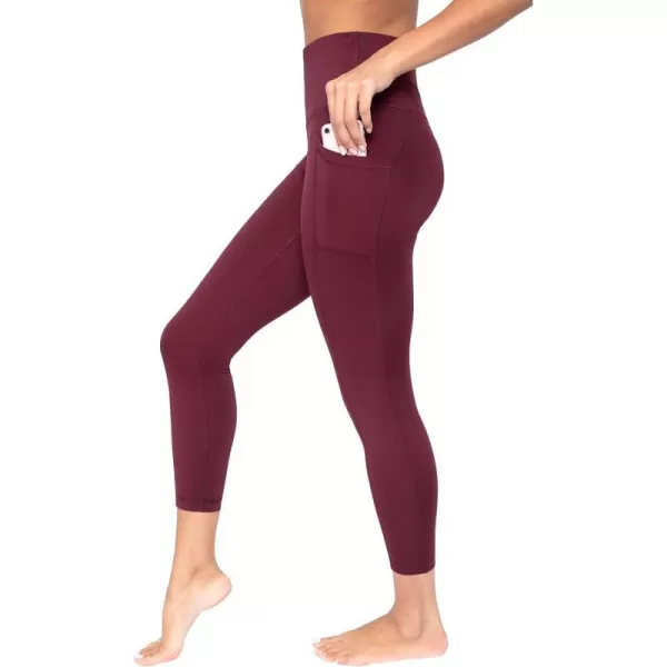 Yogalicious High Waist Ultra Soft 78 Ankle Length Leggings with Pockets for WomenWindsor Wine Lux