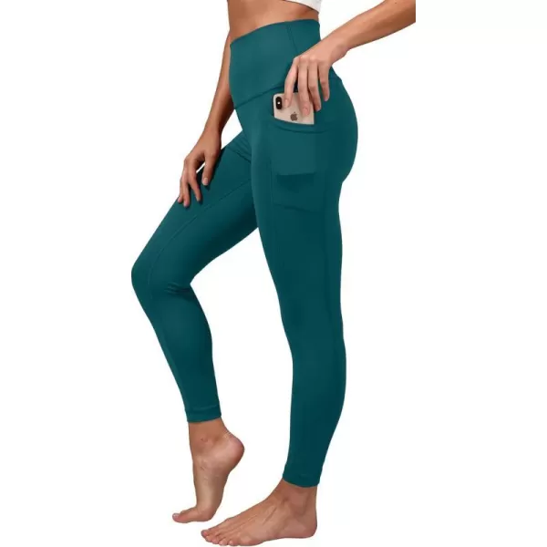 Yogalicious Lux High Waist Elastic Free Side Pocket Ankle LeggingTeal Stone