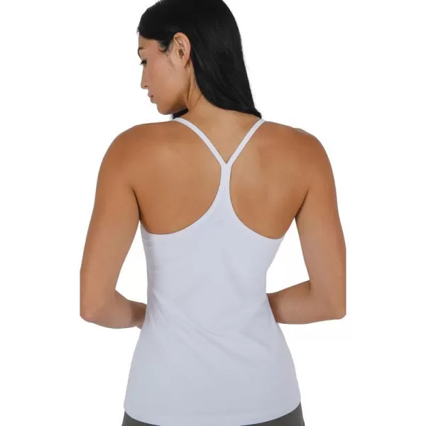 Yogalicious Ultra Soft Lightweight Camisole Tank Top with Builtin Support BraWhite