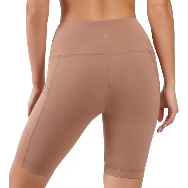 Yogalicious High Waist Squat Proof Side Pocket Biker Shorts  35 5 7 9Beaver Fur 9