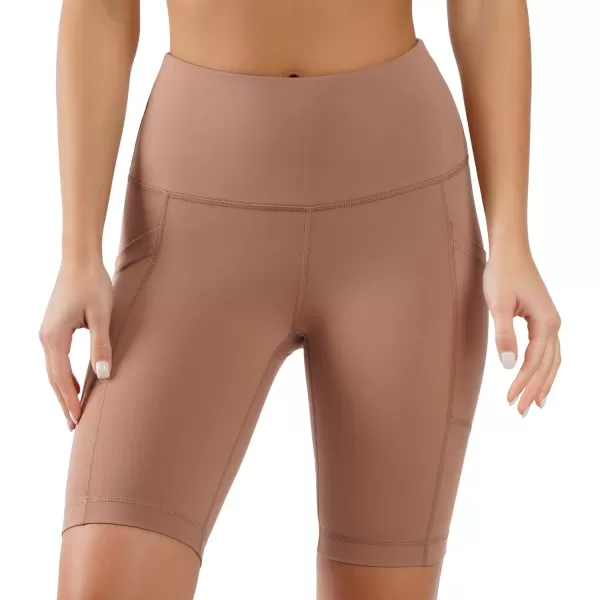 Yogalicious High Waist Squat Proof Side Pocket Biker Shorts  35 5 7 9Beaver Fur 9