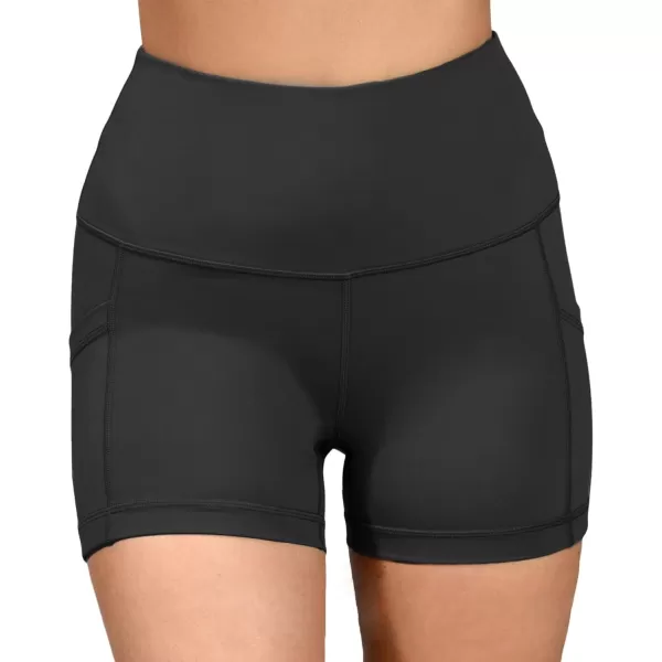 Yogalicious High Waist Squat Proof Side Pocket Biker Shorts  35 5 7 9Black 35