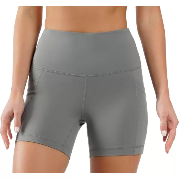 Yogalicious High Waist Squat Proof Side Pocket Biker Shorts  35 5 7 9Blossom Olive 5