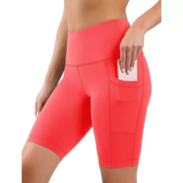 Yogalicious High Waist Squat Proof Side Pocket Biker Shorts  35 5 7 9Cayenne 9