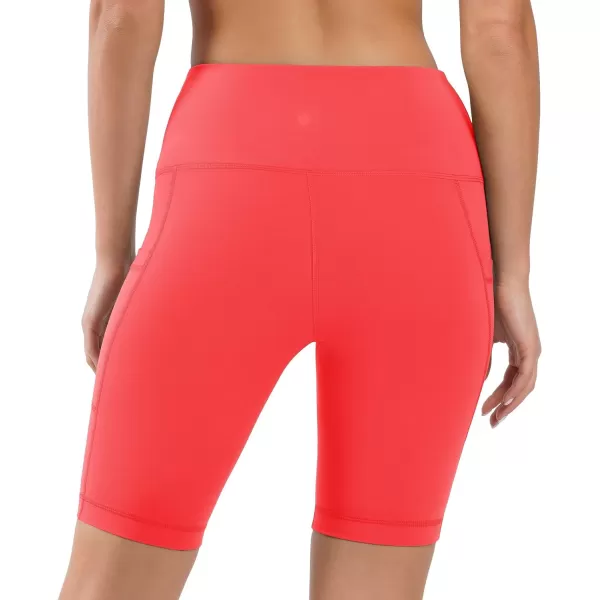 Yogalicious High Waist Squat Proof Side Pocket Biker Shorts  35 5 7 9Cayenne 9