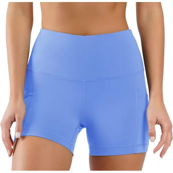 Yogalicious High Waist Squat Proof Side Pocket Biker Shorts  35 5 7 9Cornflower Blue 35