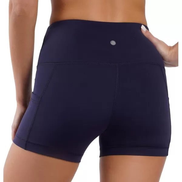 Yogalicious High Waist Squat Proof Side Pocket Biker Shorts  35 5 7 9Dark Navy 35