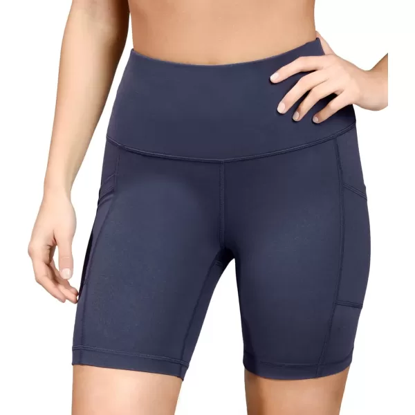 Yogalicious High Waist Squat Proof Side Pocket Biker Shorts  35 5 7 9Dark Navy 7