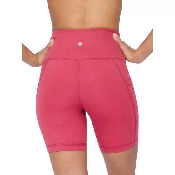 Yogalicious High Waist Squat Proof Side Pocket Biker Shorts  35 5 7 9Earth Red 7