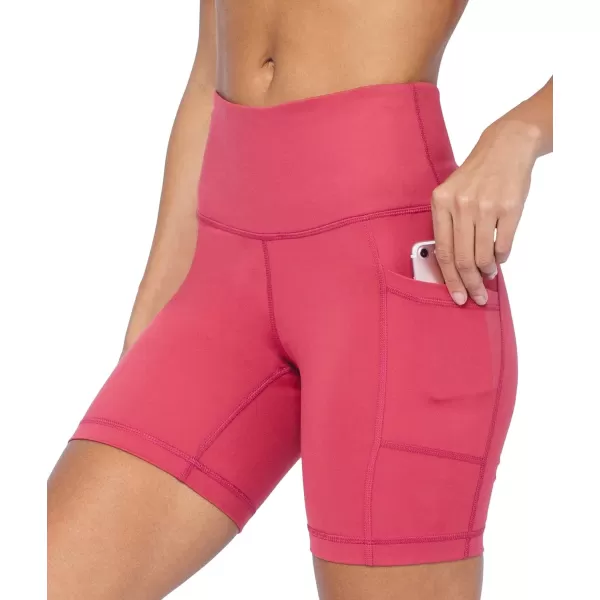 Yogalicious High Waist Squat Proof Side Pocket Biker Shorts  35 5 7 9Earth Red 7