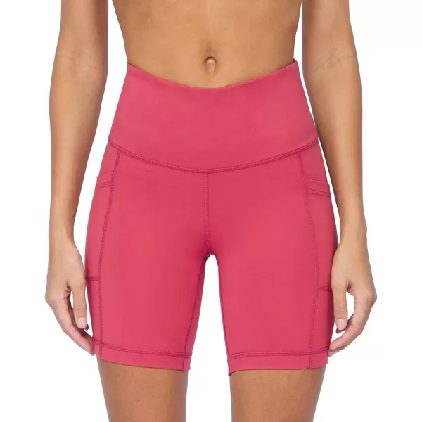 Yogalicious High Waist Squat Proof Side Pocket Biker Shorts  35 5 7 9Earth Red 7