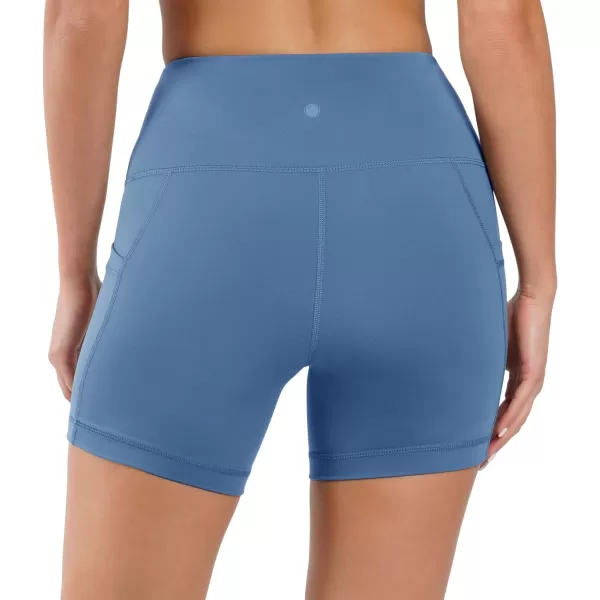 Yogalicious High Waist Squat Proof Side Pocket Biker Shorts  35 5 7 9Faded Denim 5