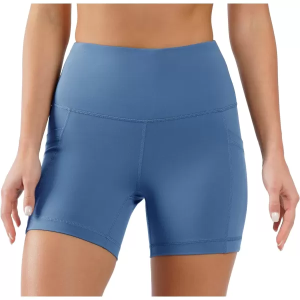 Yogalicious High Waist Squat Proof Side Pocket Biker Shorts  35 5 7 9Faded Denim 5