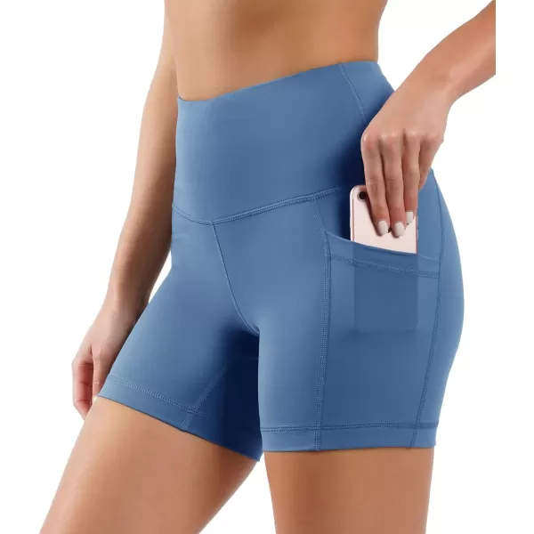 Yogalicious High Waist Squat Proof Side Pocket Biker Shorts  35 5 7 9Faded Denim 5
