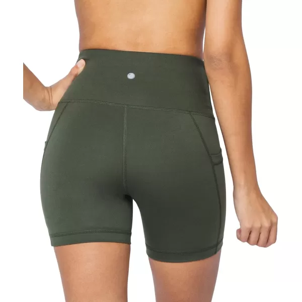 Yogalicious High Waist Squat Proof Side Pocket Biker Shorts  35 5 7 9Forest Night 5