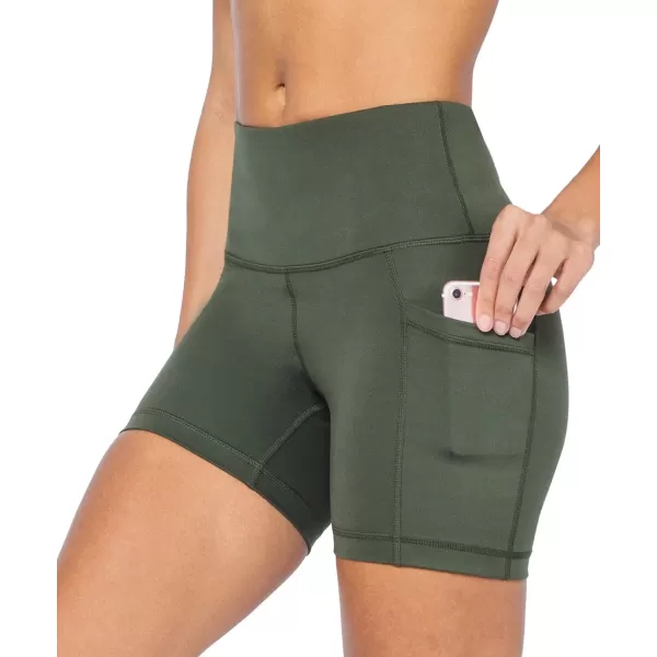 Yogalicious High Waist Squat Proof Side Pocket Biker Shorts  35 5 7 9Forest Night 5