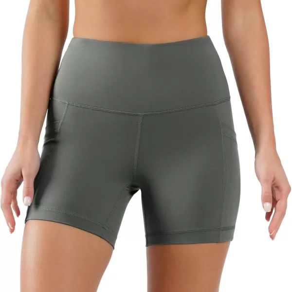 Yogalicious High Waist Squat Proof Side Pocket Biker Shorts  35 5 7 9Lily Pad 5