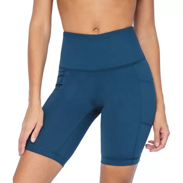 Yogalicious High Waist Squat Proof Side Pocket Biker Shorts  35 5 7 9Ocean Silk 9