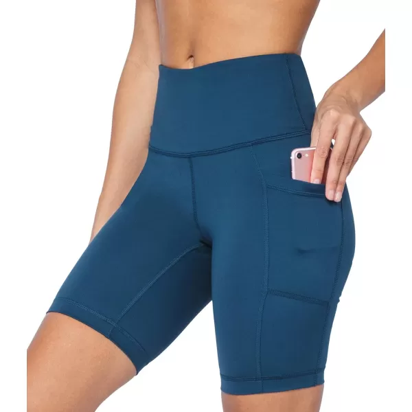 Yogalicious High Waist Squat Proof Side Pocket Biker Shorts  35 5 7 9Ocean Silk 9