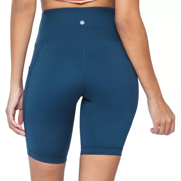 Yogalicious High Waist Squat Proof Side Pocket Biker Shorts  35 5 7 9Ocean Silk 9