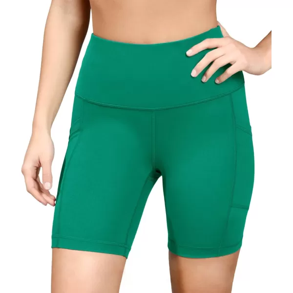 Yogalicious High Waist Squat Proof Side Pocket Biker Shorts  35 5 7 9Pepper Green 7