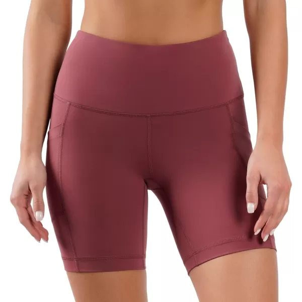 Yogalicious High Waist Squat Proof Side Pocket Biker Shorts  35 5 7 9Rouge Blush 7