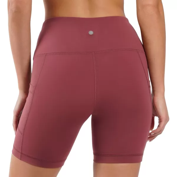 Yogalicious High Waist Squat Proof Side Pocket Biker Shorts  35 5 7 9Rouge Blush 7